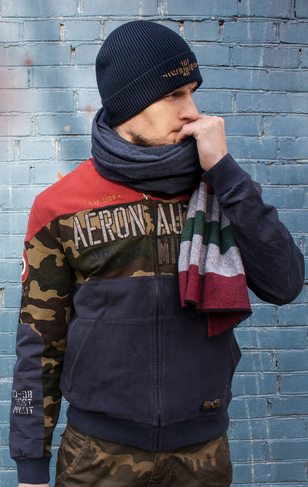 Толстовка AERONAUTICA MILITARE camo/navy/rosso (FE 1323) 