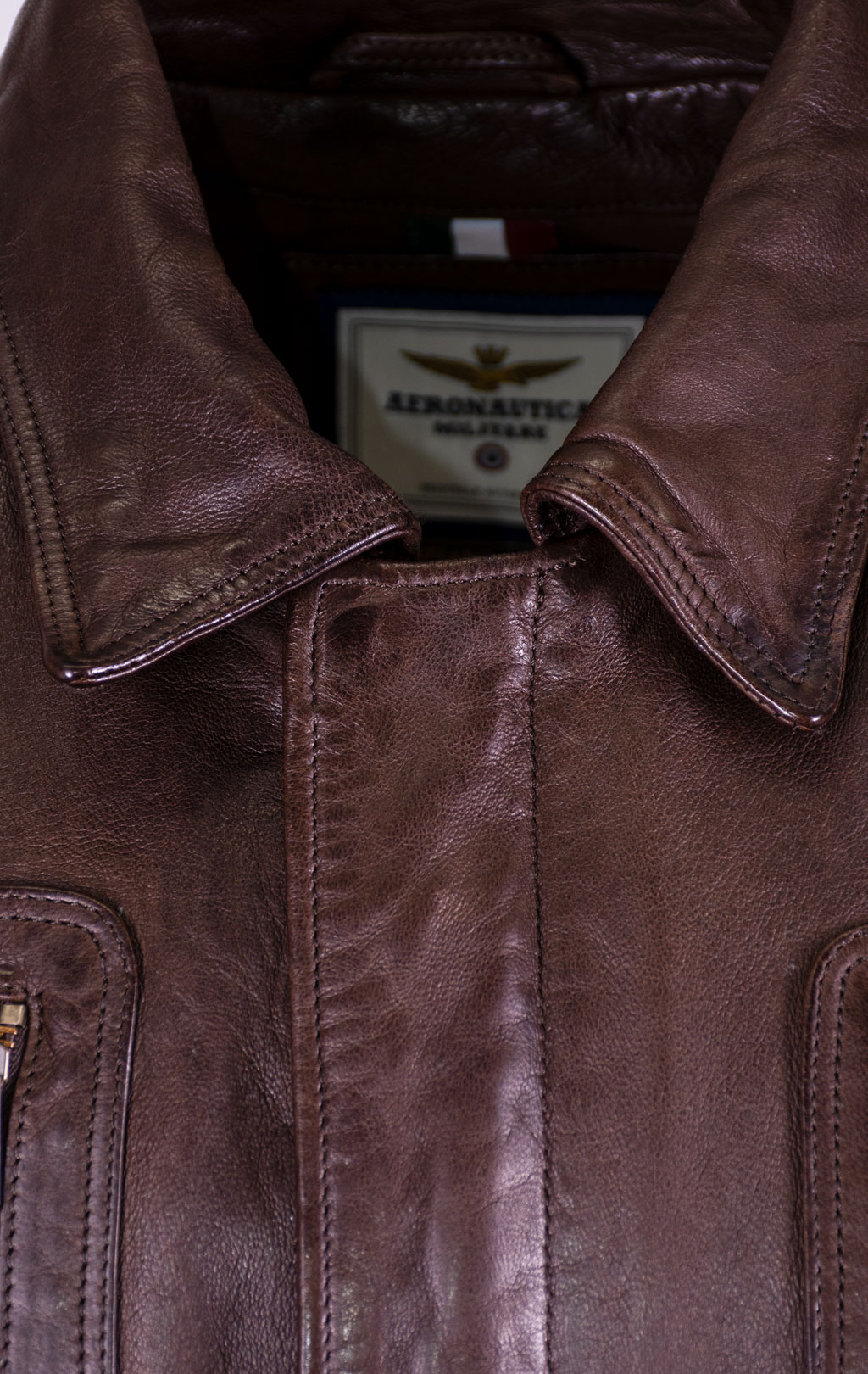 Куртка-пилот AERONAUTICA MILITARE big size кожа SS 26/IT marrone (PN 5058) 