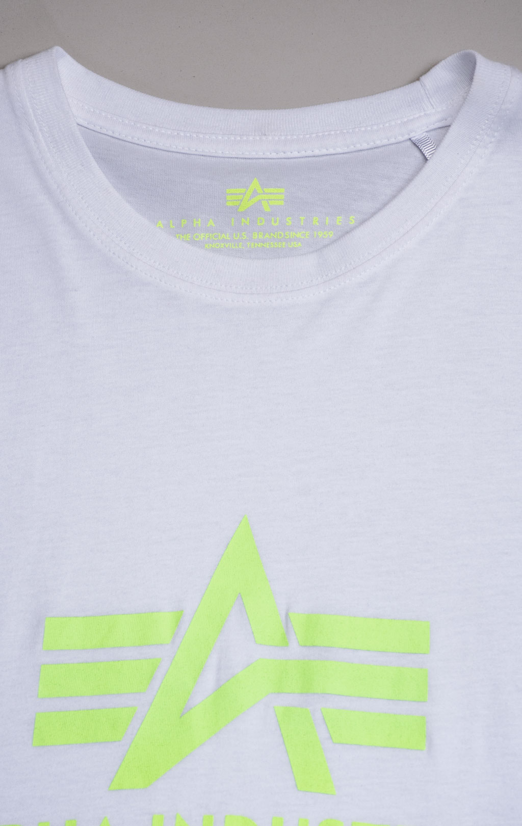 Футболка ALPHA INDUSTRIES BASIC T big size white/neon yellow 