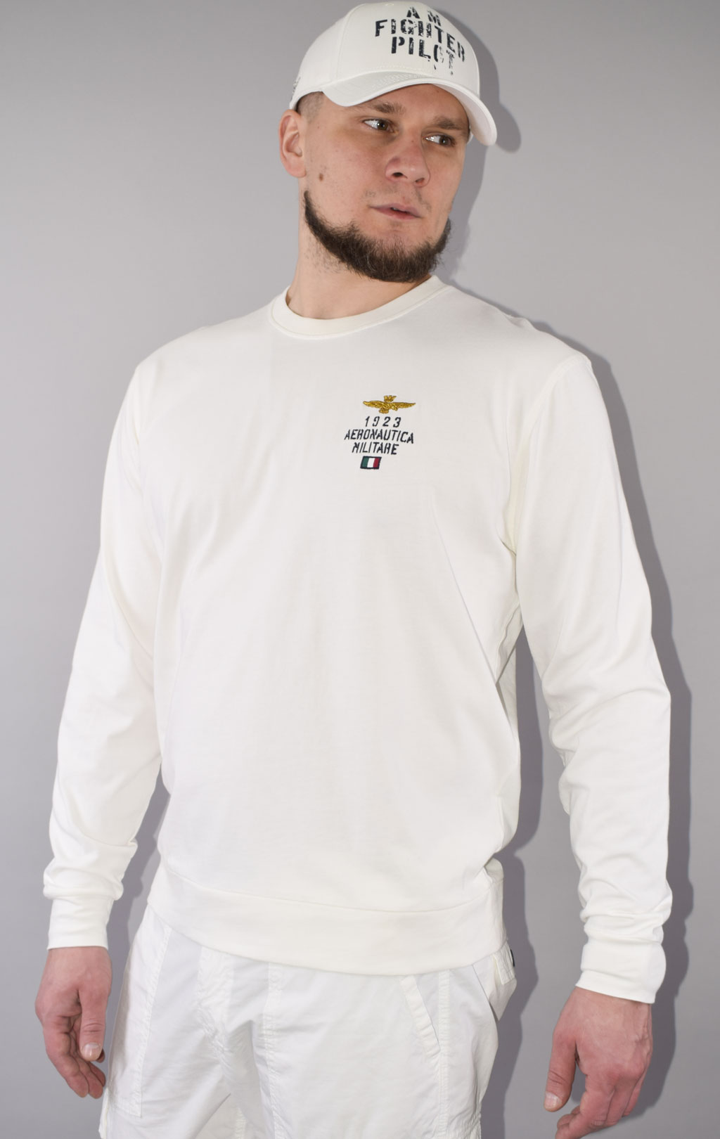 Свитшот AERONAUTICA MILITARE SS 23/TR bianco panna (FE 1801) 