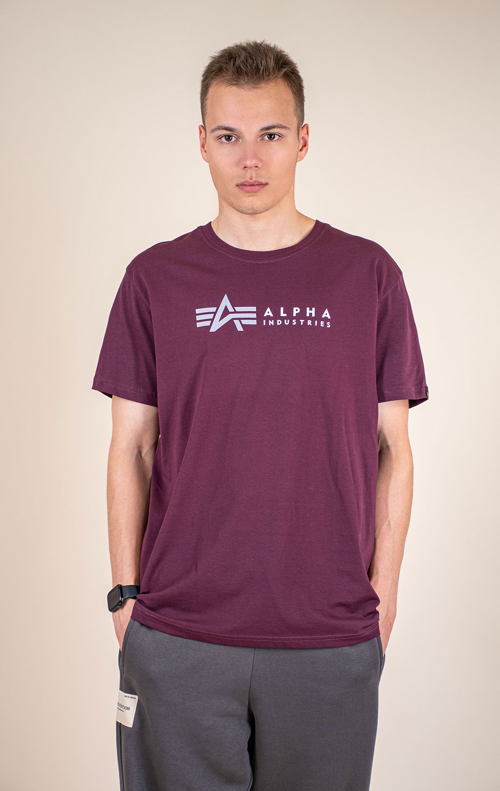 Футболка ALPHA INDUSTRIES ALPHA LABEL T dark cherry 