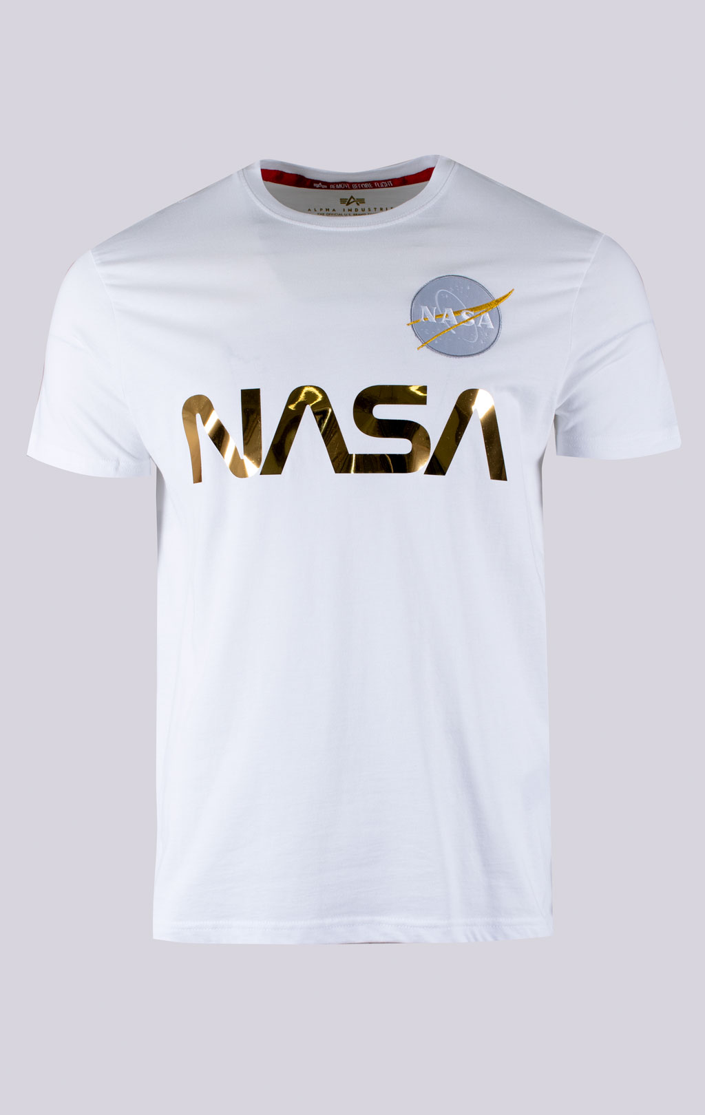 Футболка ALPHA INDUSTRIES NASA Reflective white/gold 