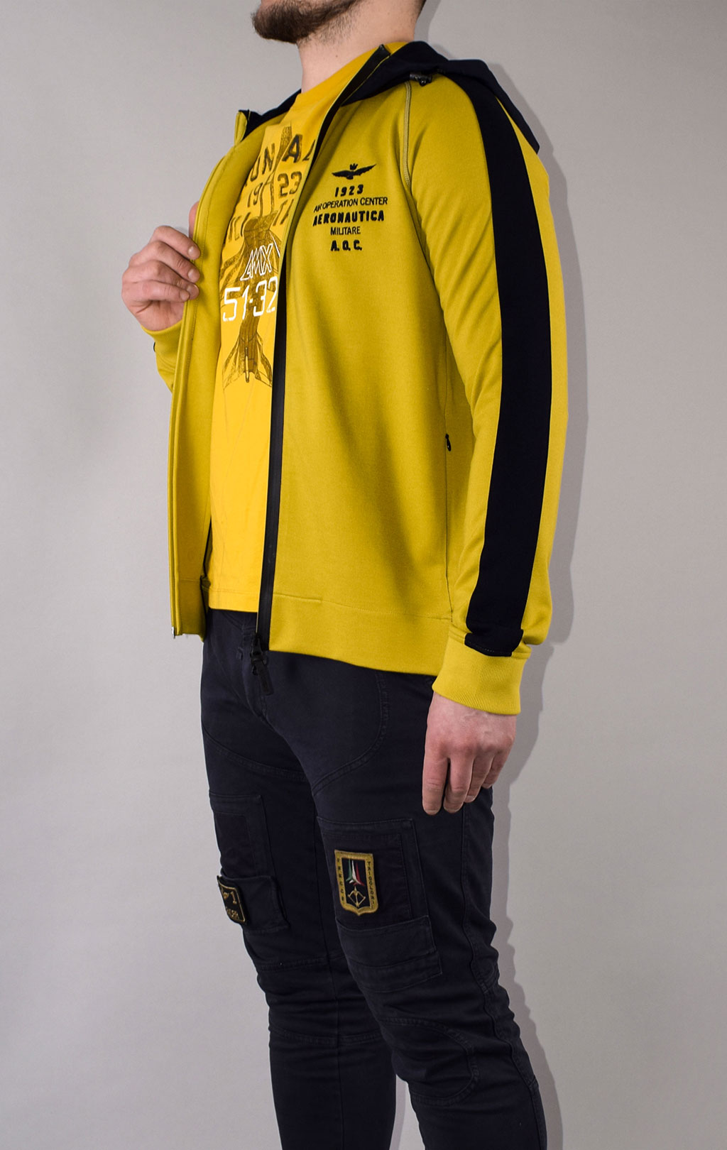 Толстовка с капюшоном AERONAUTICA MILITARE SS 21/TR lime scuro (FE 1570) 