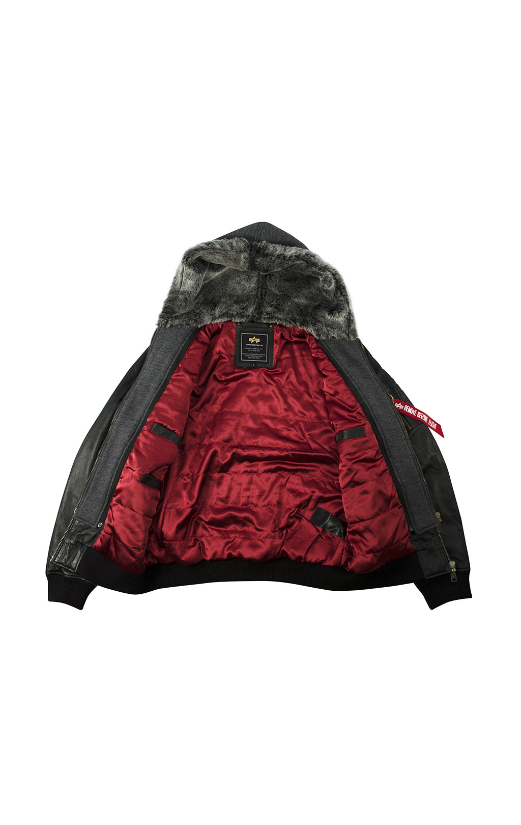 Куртка-бомбер лётная ALPHA INDUSTRIES MA-1 D-Tec leather кожа black 