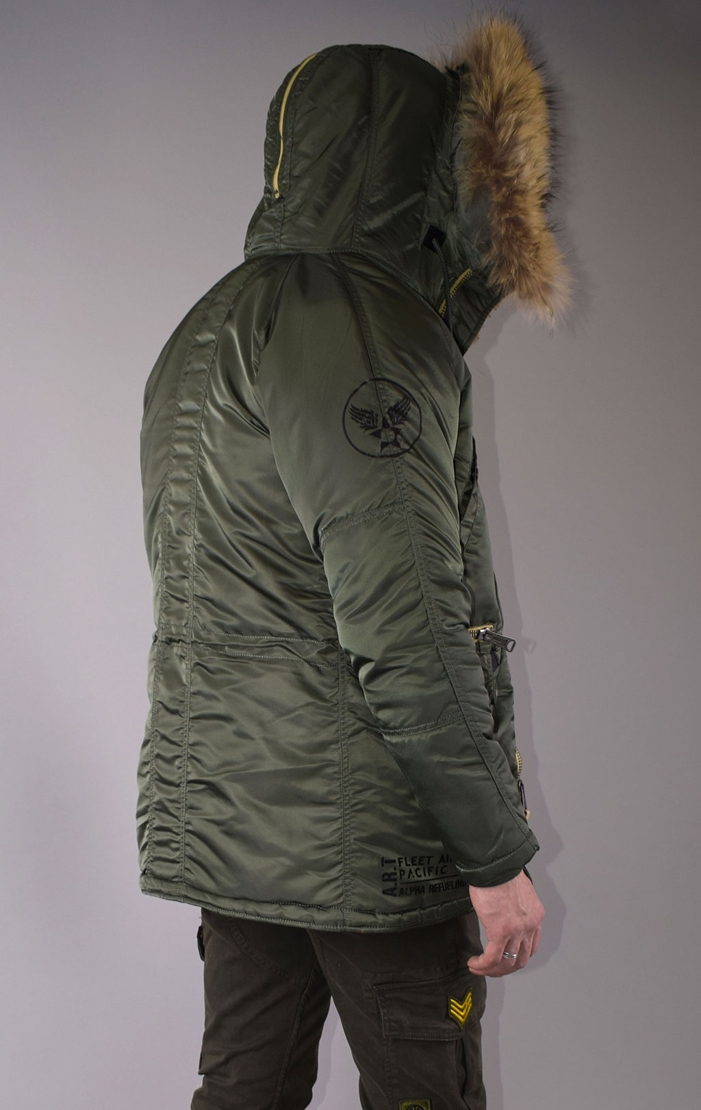 Аляска ALPHA INDUSTRIES N-3B ART VF натур. мех sage green 