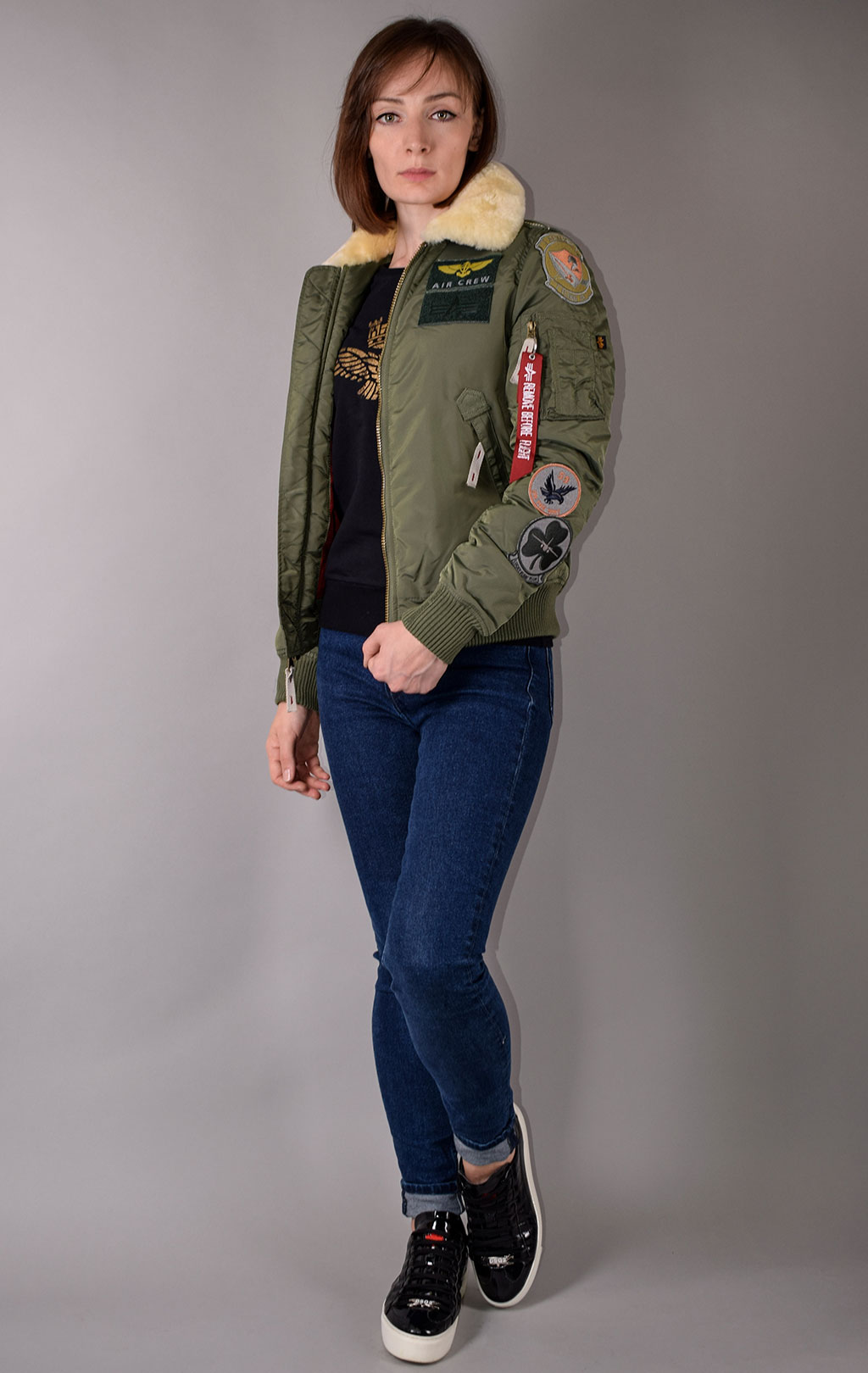 Женская куртка-пилот ALPHA INDUSTRIES INJECTOR-III PATCH sage green 