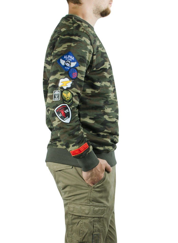 Свитшот ALPHA INDUSTRIES PATCH camo woodland 