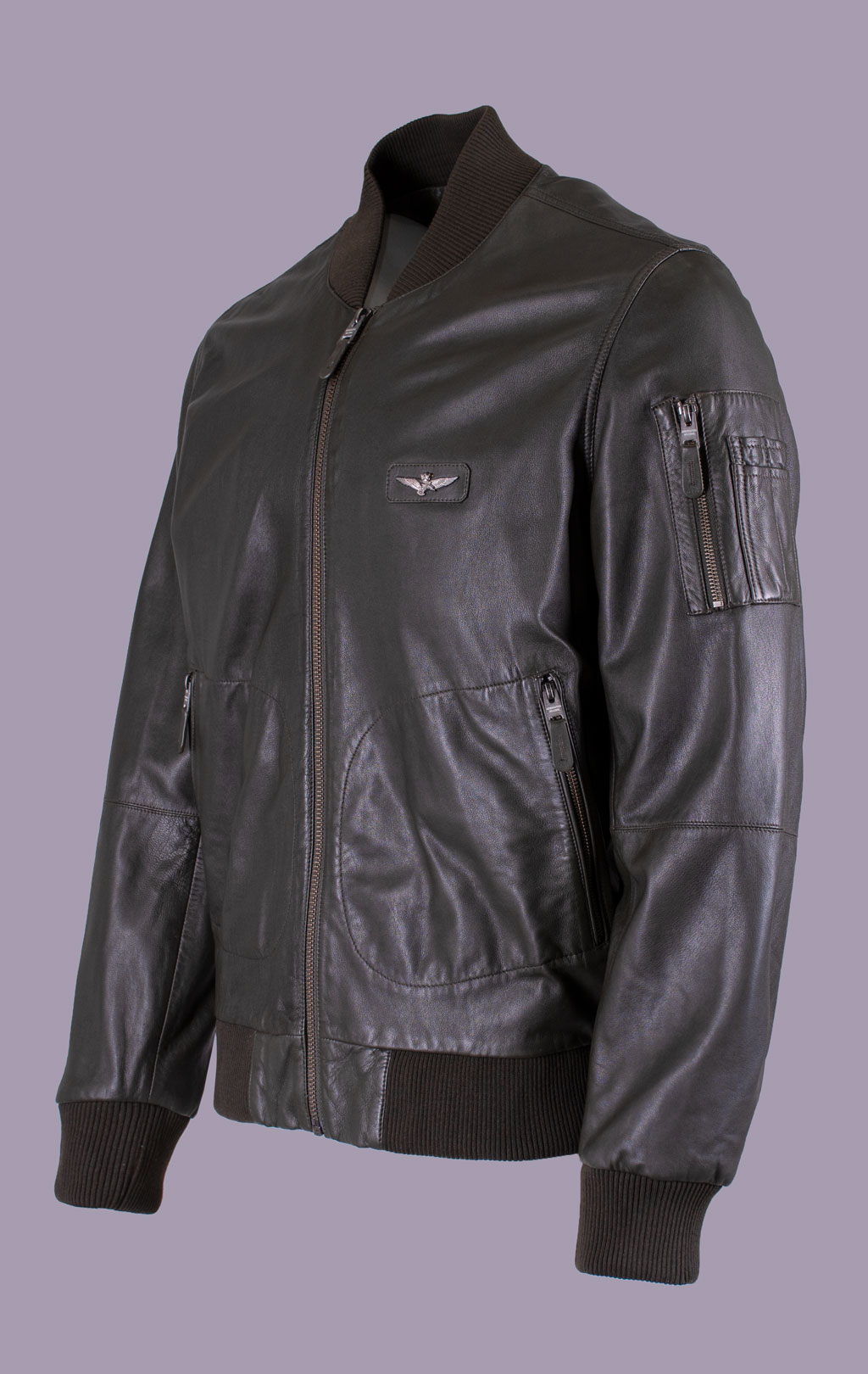 Куртка-бомбер AERONAUTICA MILITARE кожа SS 26/IN bottiglia (PN 5053) 