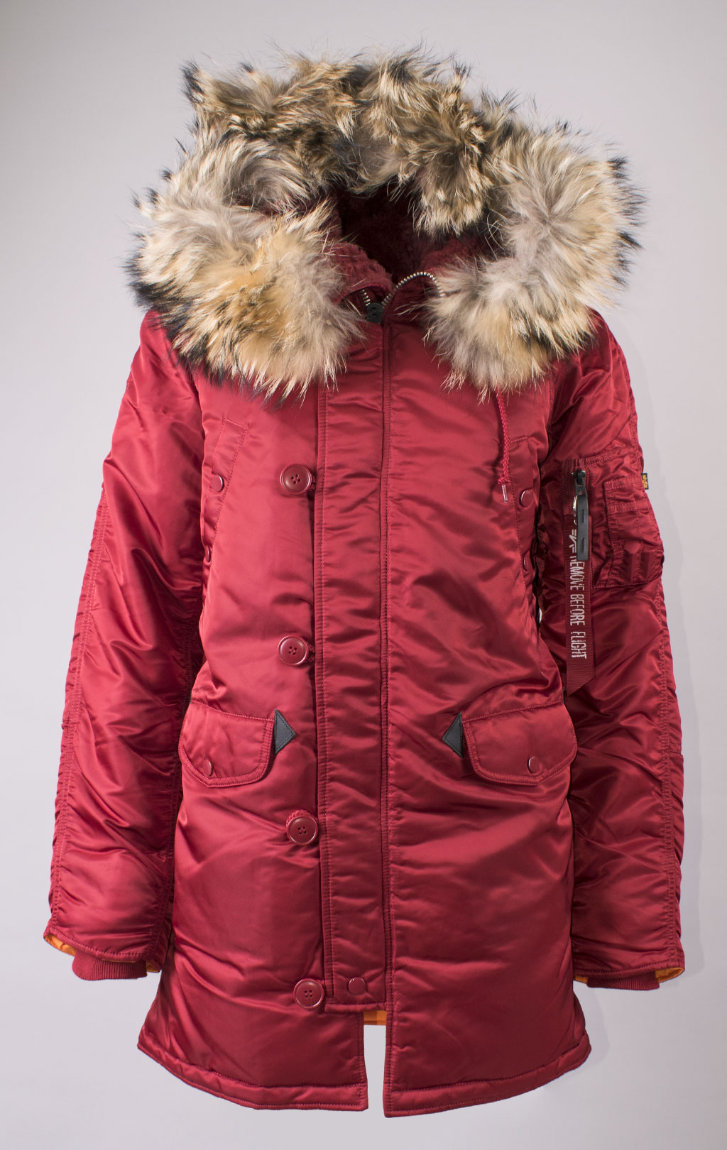 Женская аляска ALPHA INDUSTRIES N-3B CLASSIC original fit натур. мех FW 21 m commander red 