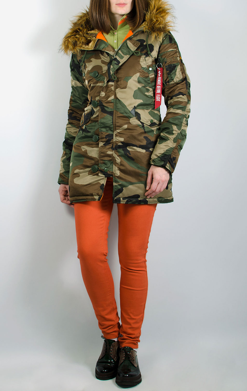 Женская аляска ALPHA INDUSTRIES VF 59 N-3B camo woodland 65 