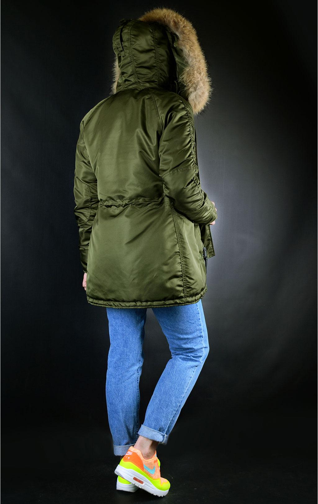 Женская аляска ALPHA INDUSTRIES N-3B VF 59 натур. мех dark green 