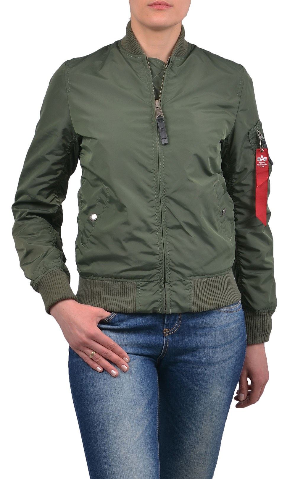 Женская ветровка-бомбер ALPHA INDUSTRIES MA-1 TT sage green 