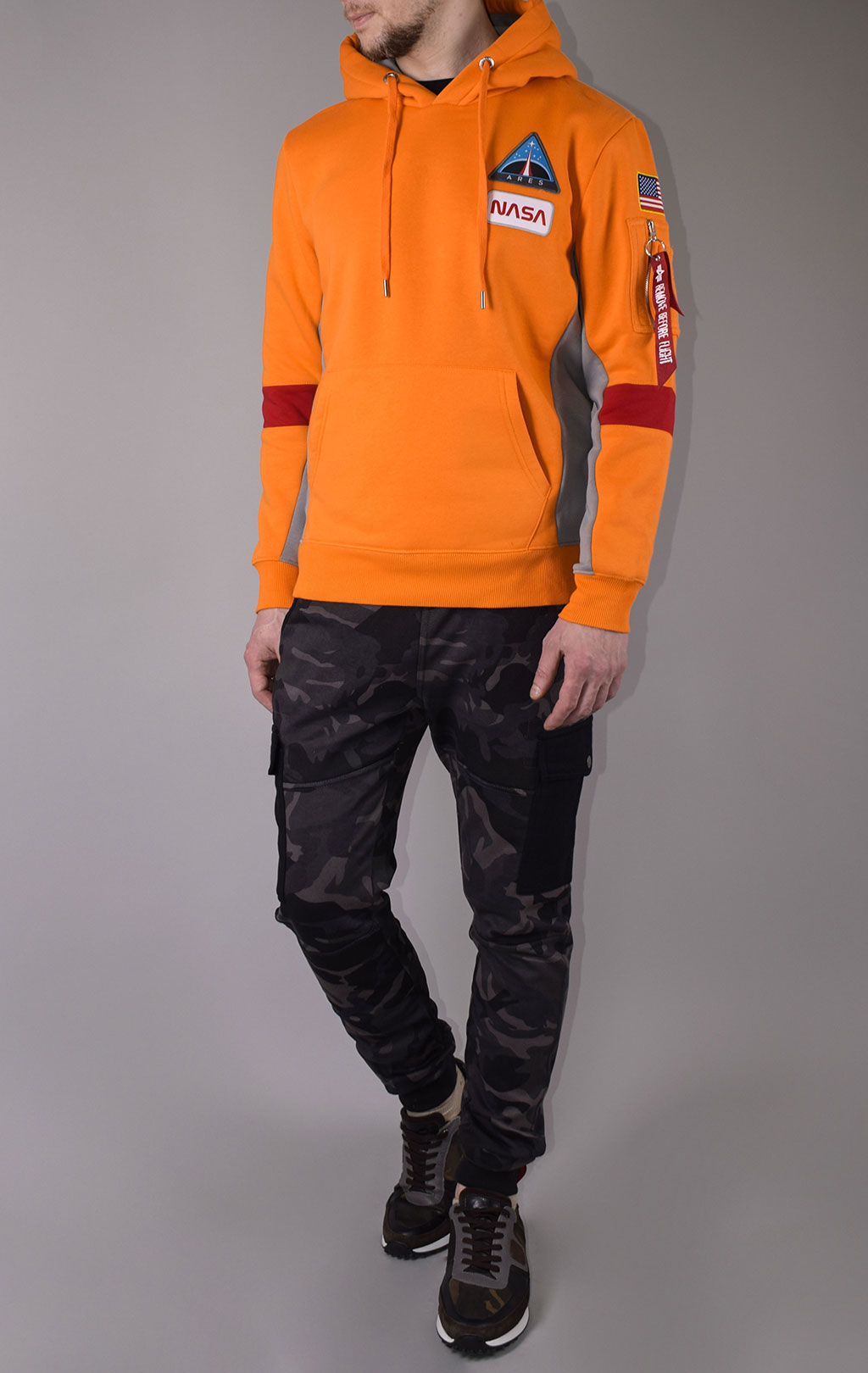 Толстовка ALPHA INDUSTRIES NASA SPACE CAMP HOODY alpha orange 