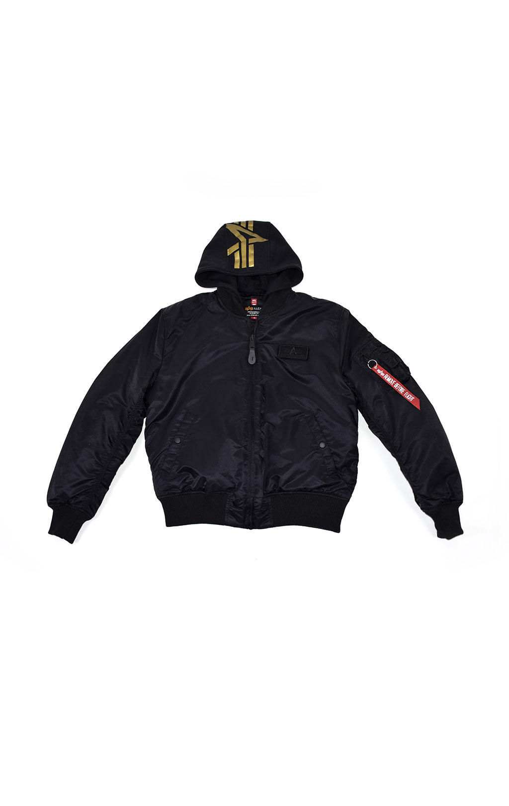 Бомбер ALPHA INDUSTRIES MA-1 ZH BACK PRINT black/yellow gold 