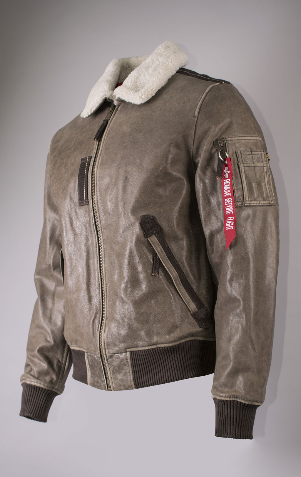 Куртка-пилот ALPHA INDUSTRIES INJECTOR-III LEATHER кожа vintage brown 