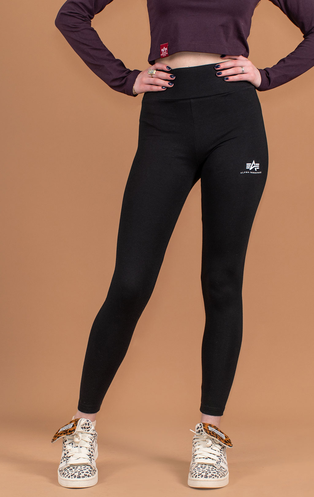Женские леггинсы ALPHA INDUSTRIES BASIC LEGGINGS SMALL LOGO black 