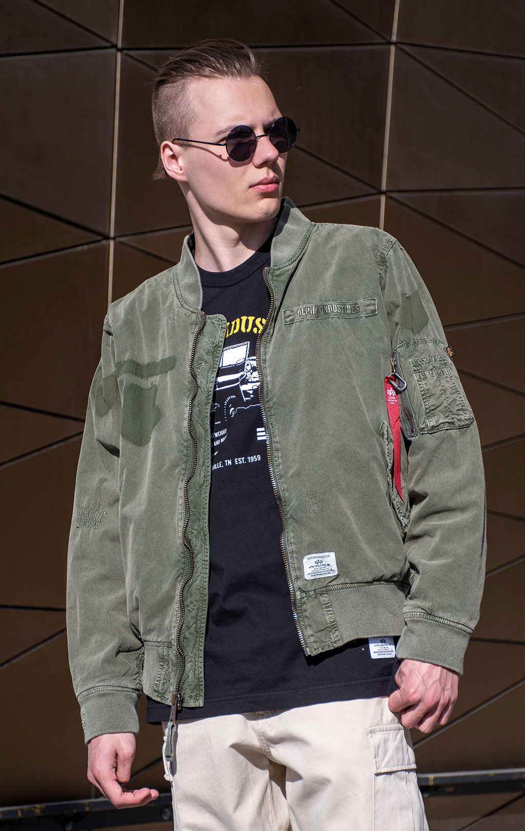 Бомбер-ветровка ALPHA INDUSTRIES L-2B RIP AND REPAIR FLIGHT JACKET SS 24 m OG-107 green 