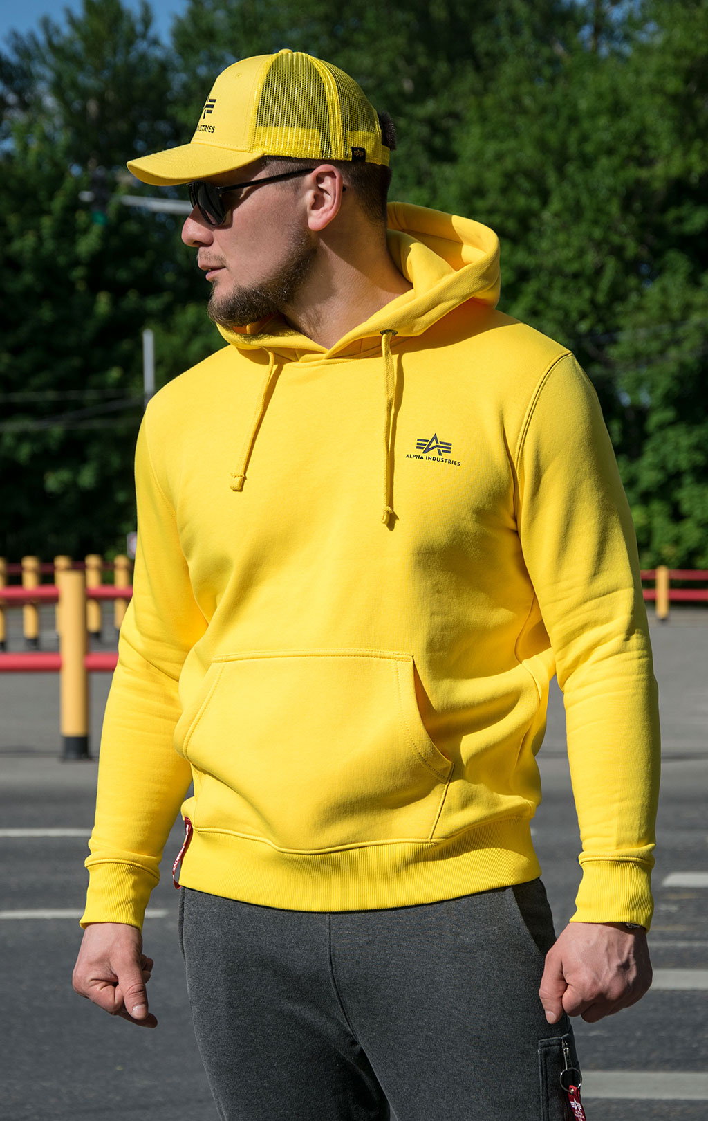 Толстовка ALPHA INDUSTRIES BASIC HOODY SMALL LOGO empire yellow 