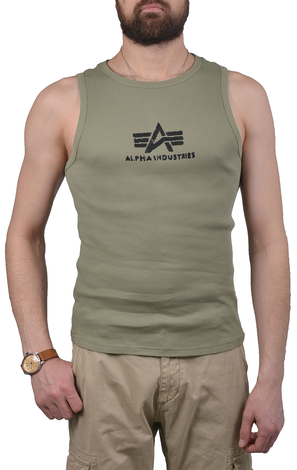 Майка ALPHA INDUSTRIES LOGO TANK olive black 