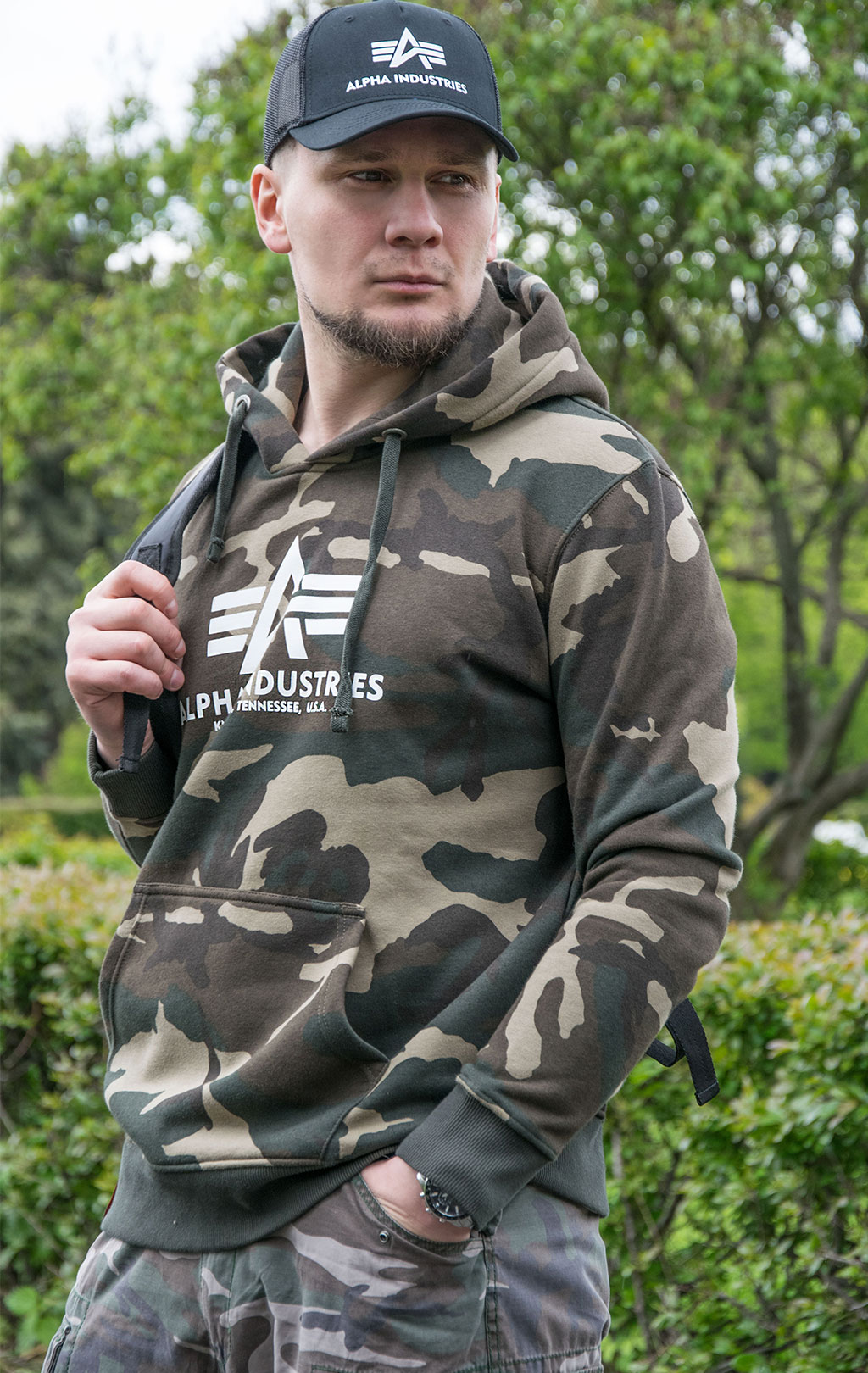 Толстовка ALPHA INDUSTRIES BASIC HOODY camo woodland 65 