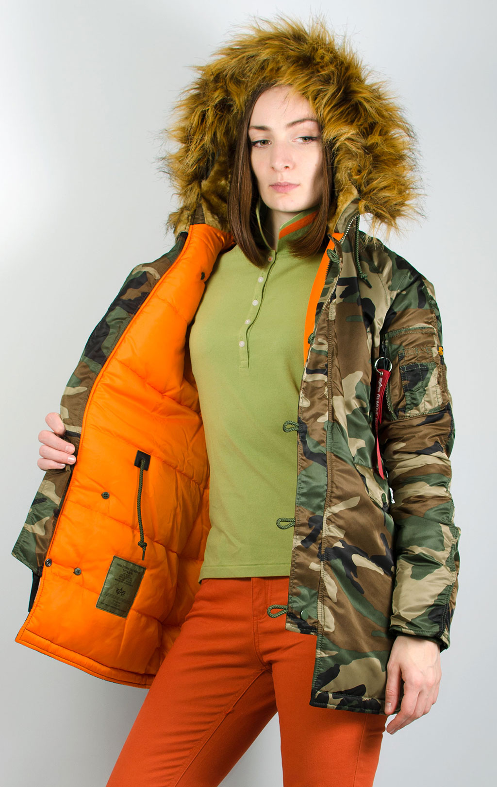 Женская аляска ALPHA INDUSTRIES VF 59 N-3B camo woodland 65 