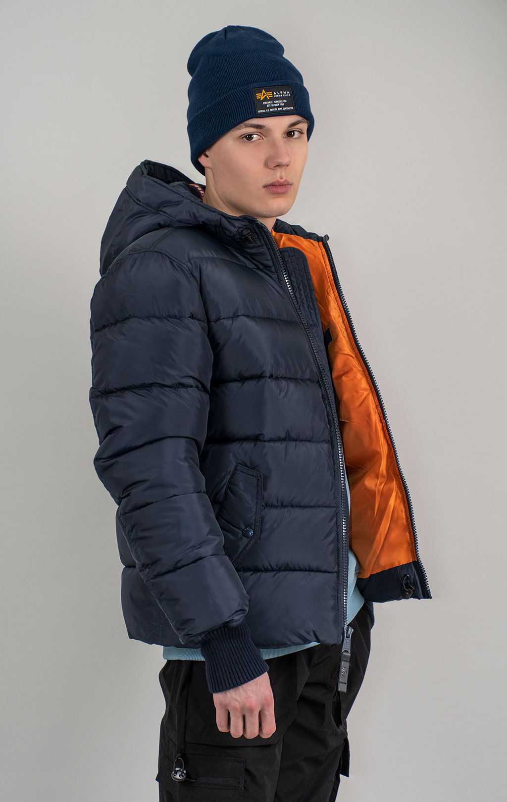 Куртка ALPHA INDUSTRIES HOODED PUFFER ALPHA FD rep. blue 