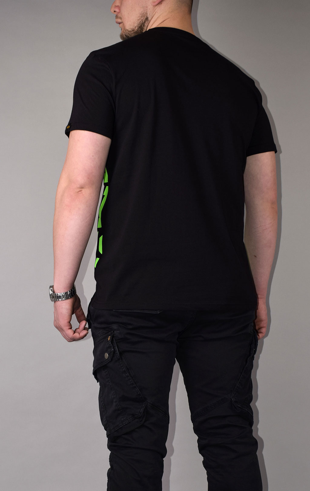 Футболка ALPHA INDUSTRIES BIG LETTERS T black/neon green 