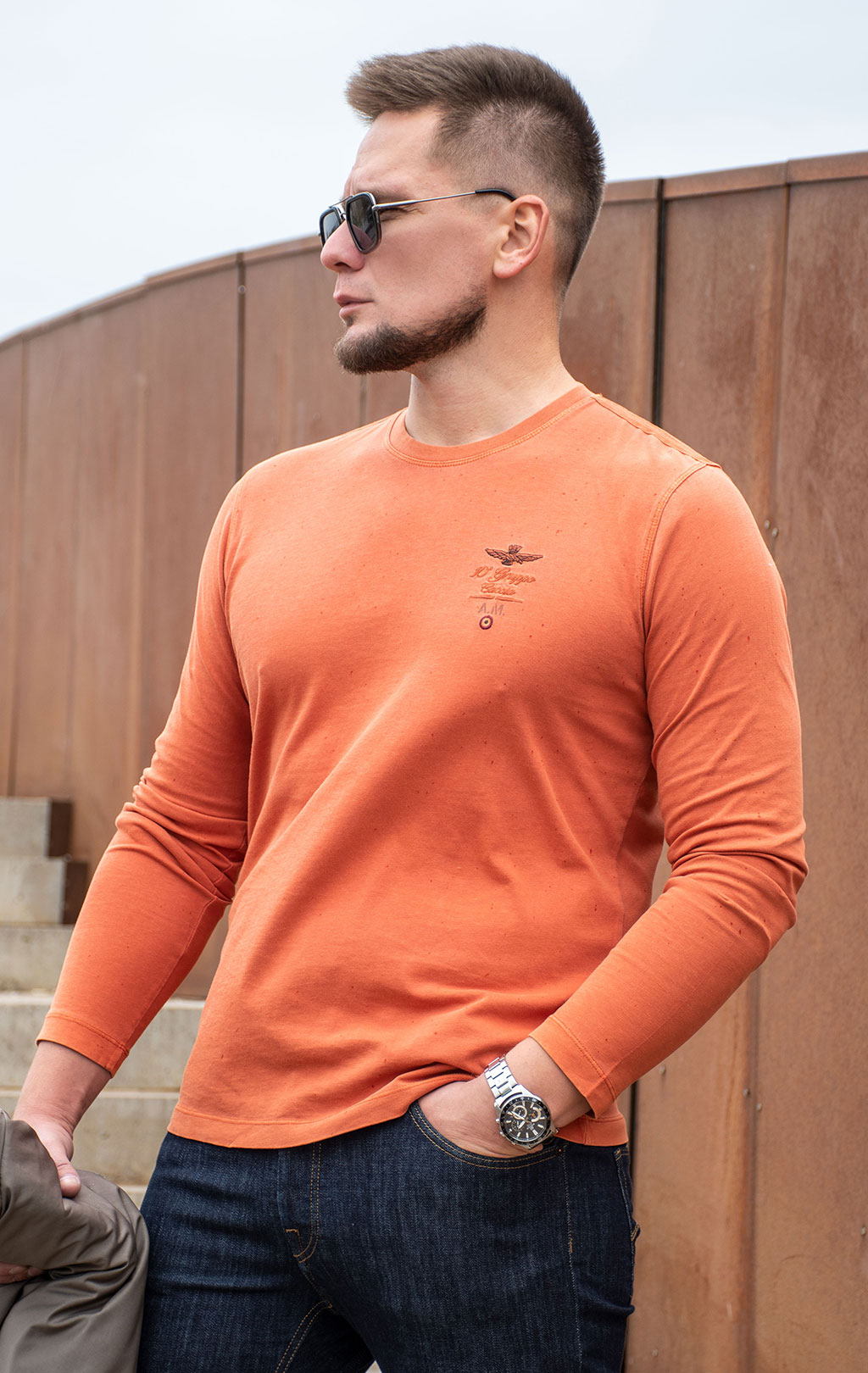 Лонгслив AERONAUTICA MILITARE FW 24/25/TR spice orange washed (TS 2313) 