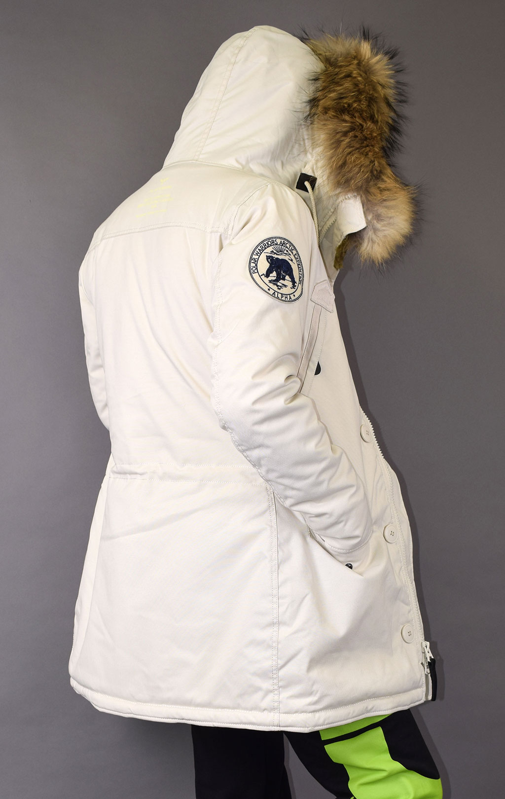 Женская аляска ALPHA INDUSTRIES POLAR натур. мех white off 