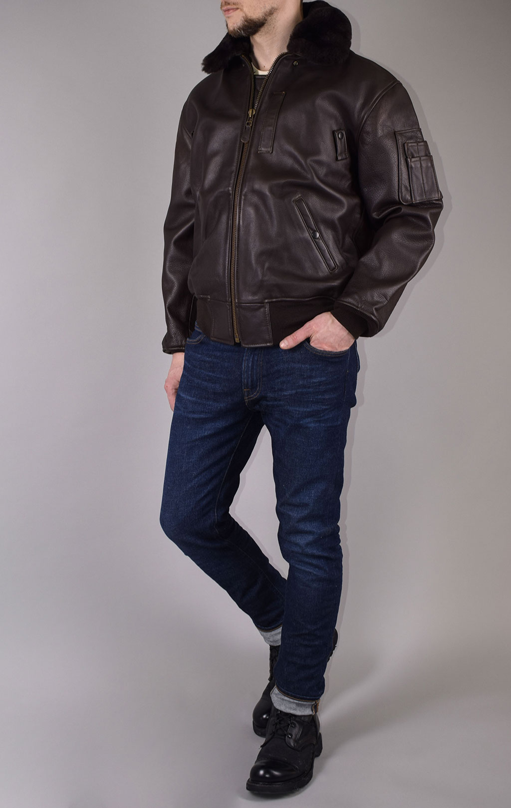 Куртка-пилот COCKPIT B-15 Slim Fit кожа SLIM FIT brown (Z27H02) 