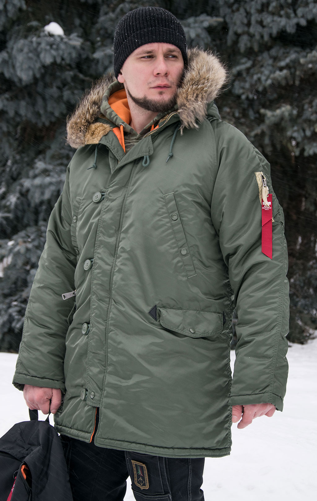 Аляска ALPHA INDUSTRIES N-3B ART VF натур. мех sage green 