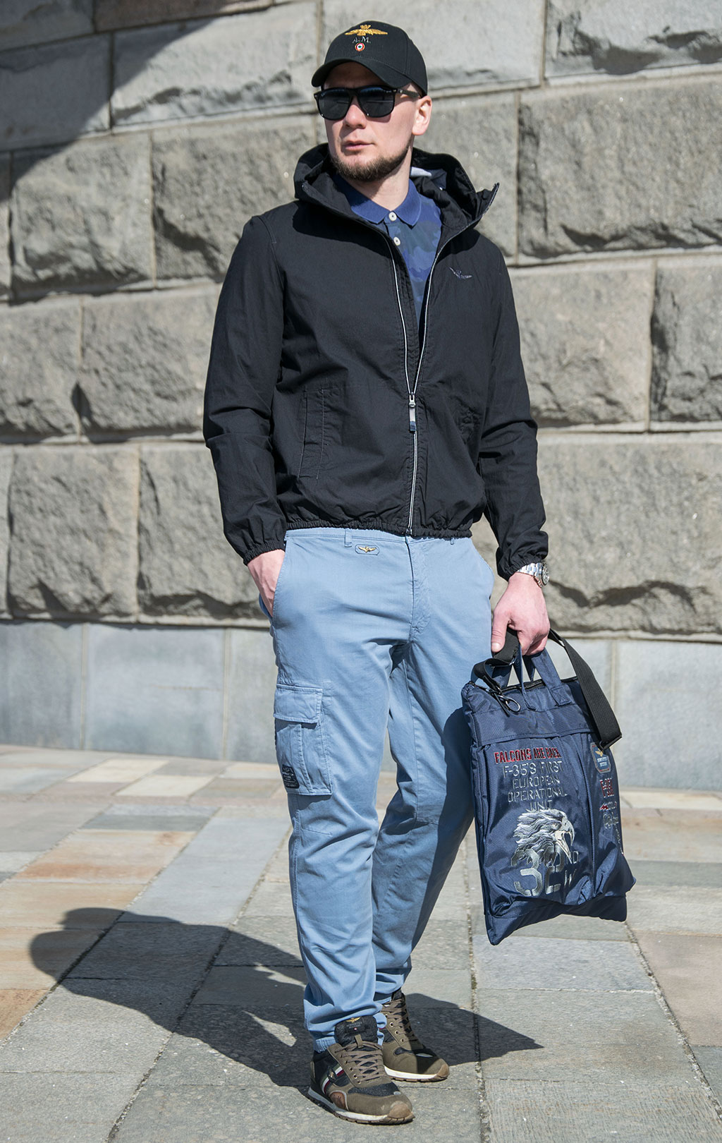Ветровка AERONAUTICA MILITARE big size SS 23 m/TR blue black (AB 2054) 