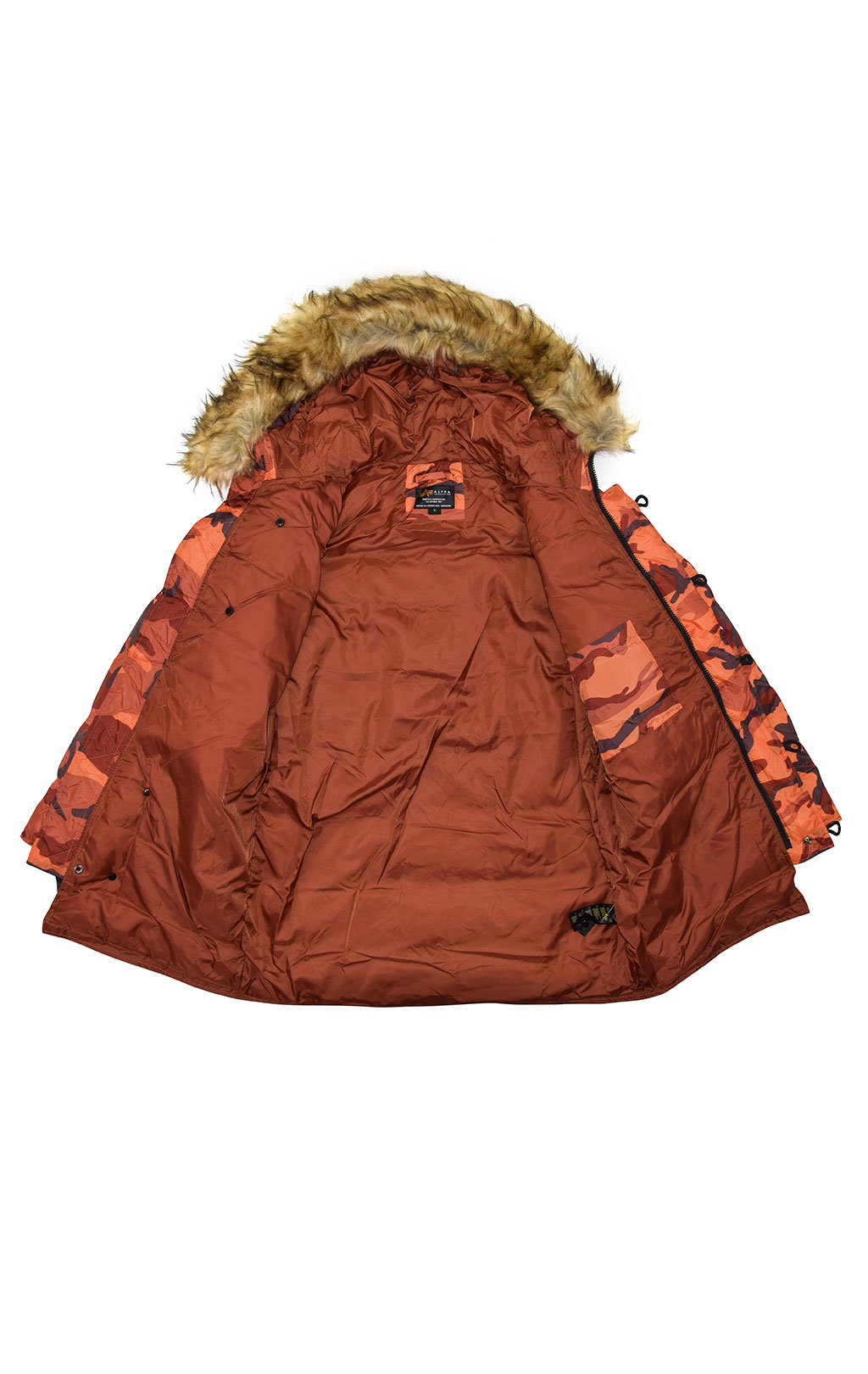 Аляска-пуховик ALPHA INDUSTRIES PUFFER N-3B orange camo 