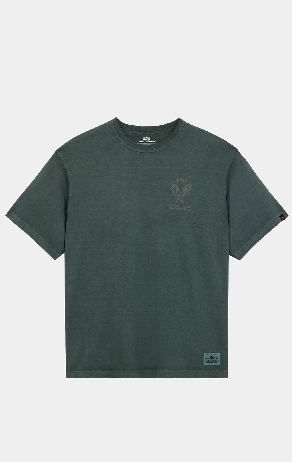 Футболка ALPHA INDUSTRIES ESSENTIAL RELAXED FIT TEE (BATTLEWASH AIR CORPS) FW 26/27 deep forest 