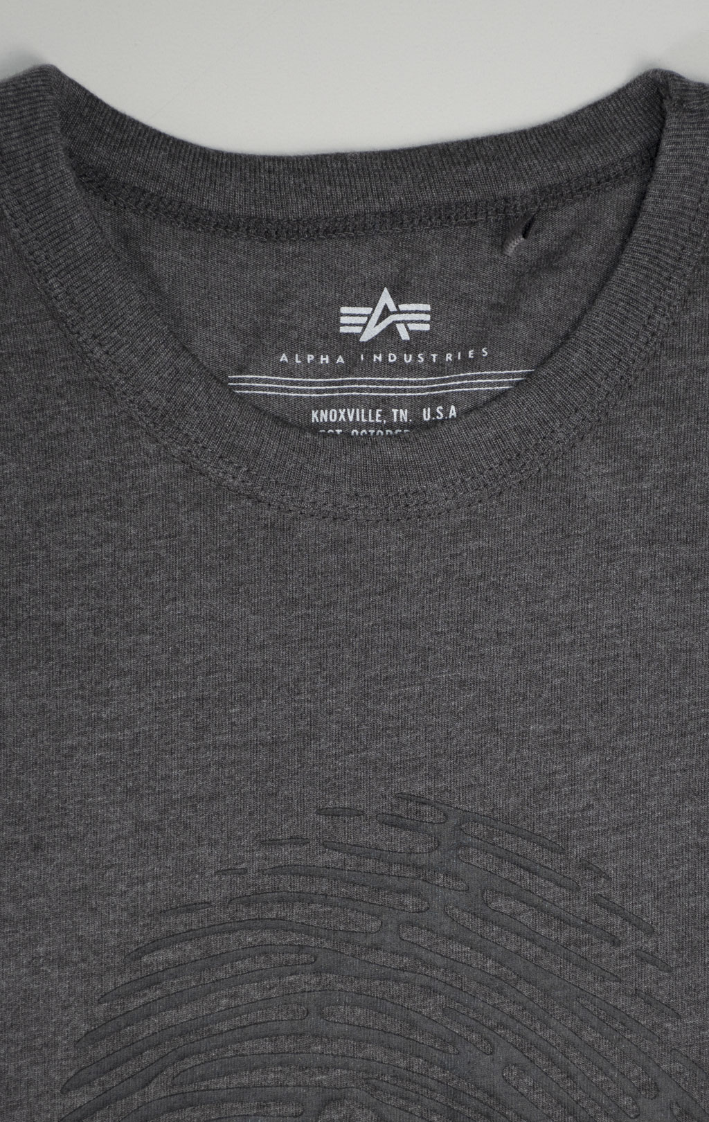 Футболка ALPHA INDUSTRIES ALPHA FINGERPRINT TEE плотная FW 24/25 dark charcoal heather 