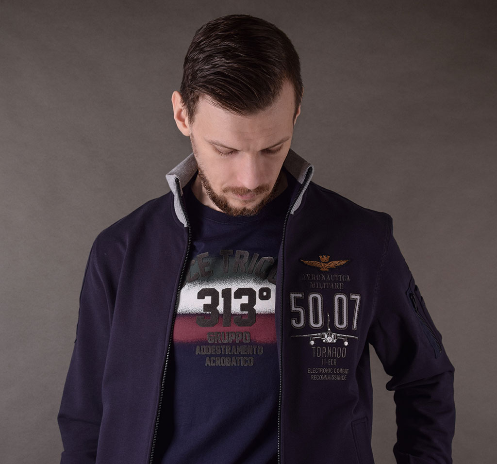 Толстовка AERONAUTICA MILITARE SS19 blue navy (FE 1380) 