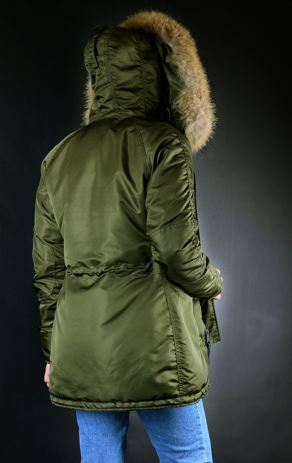Женская аляска ALPHA INDUSTRIES N-3B VF 59 натур. мех dark green 