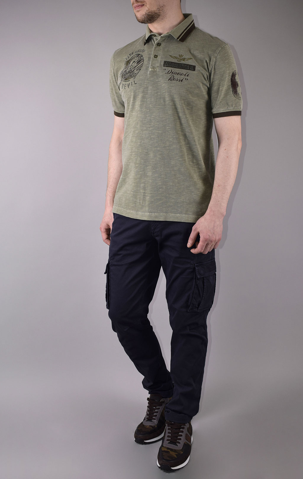 Футболка-поло AERONAUTICA MILITARE SS 20/TR verde militare (PO 1331) 