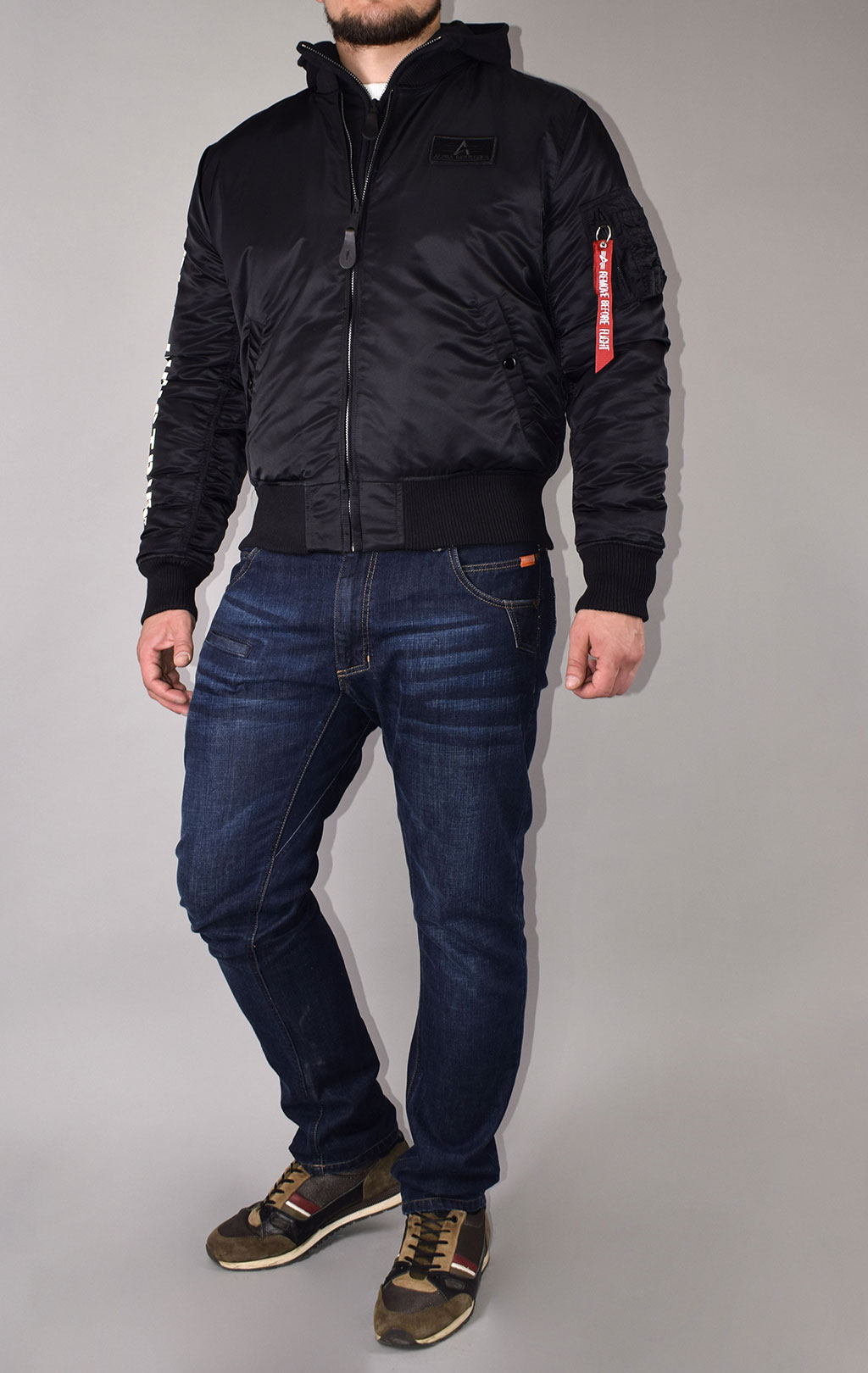 Куртка-бомбер лётная ALPHA INDUSTRIES MA-1 D-Tec SE black/reflective 