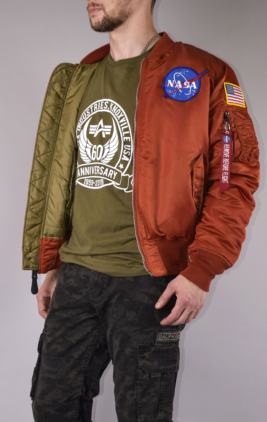 Бомбер ALPHA INDUSTRIES MA-1 NASA rust 