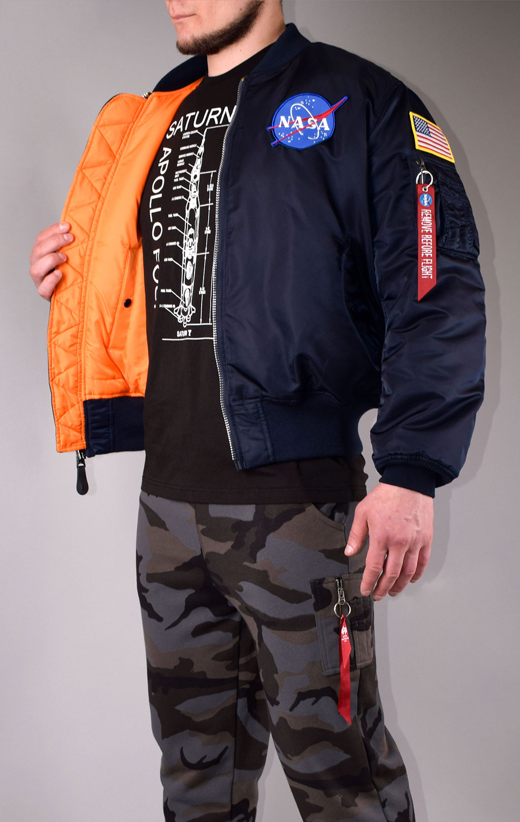 Бомбер ALPHA INDUSTRIES MA-1 original fit NASA rep. blue 