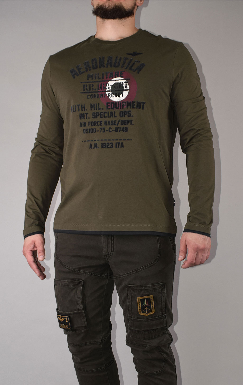 Лонгслив AERONAUTICA MILITARE FW 20/21/TR verde scuro (TS 1826) 