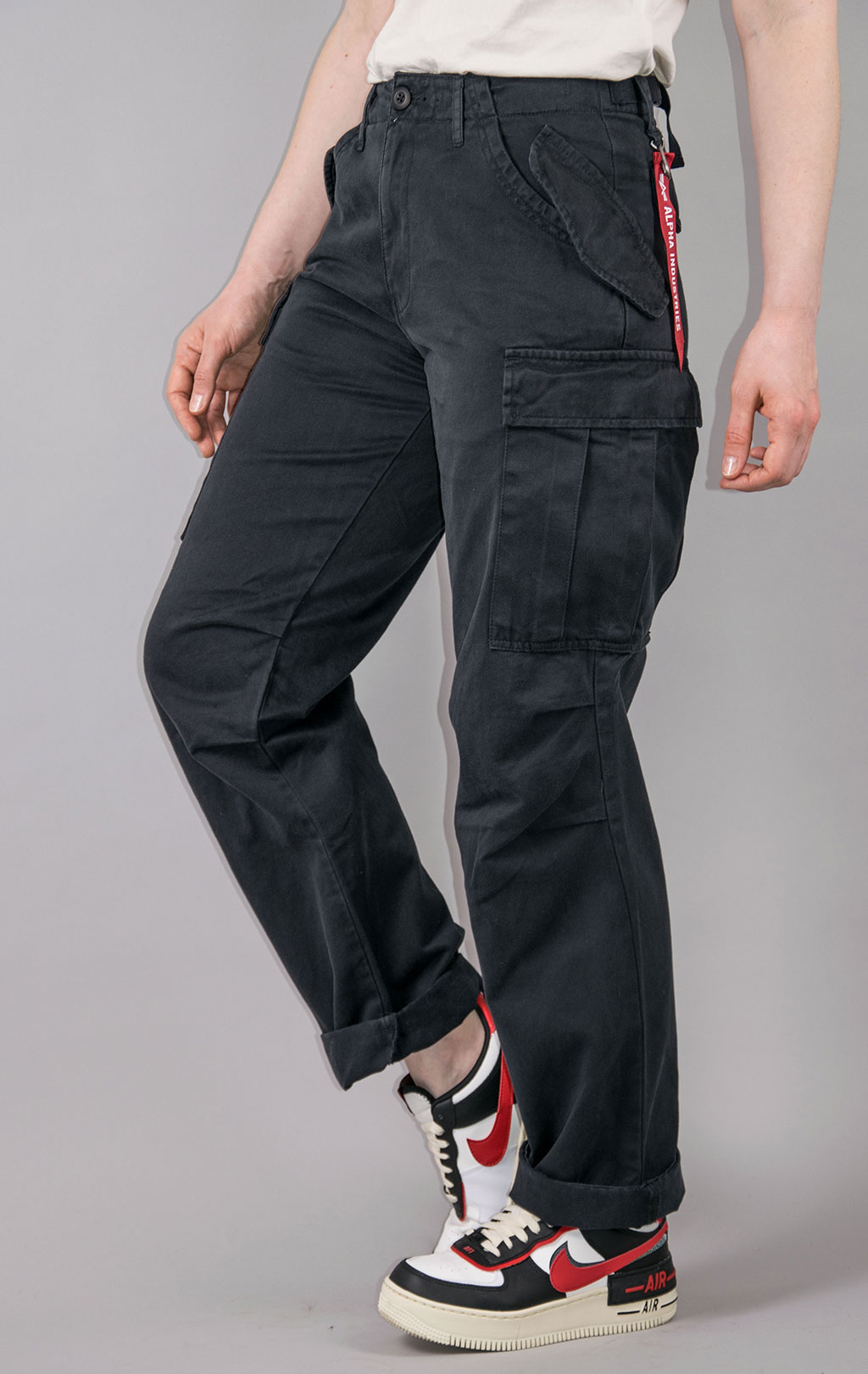 Брюки-карго парашюты ALPHA INDUSTRIES M-65 PANT плотные black 