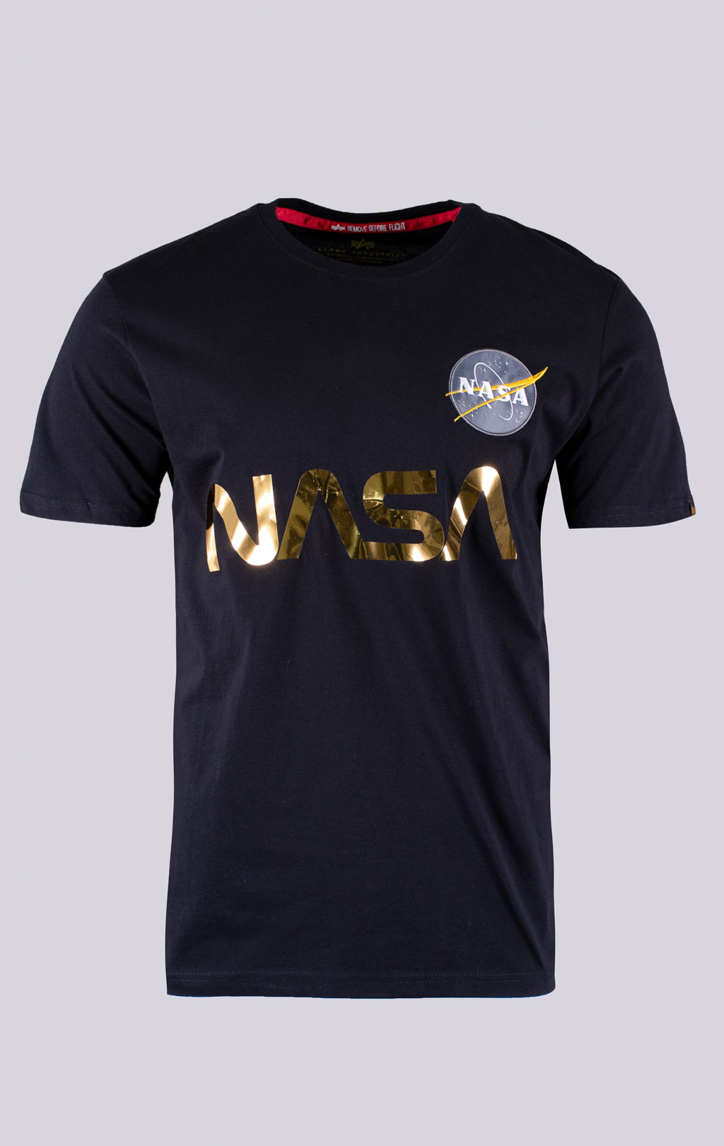 Футболка ALPHA INDUSTRIES NASA Reflective black/gold 