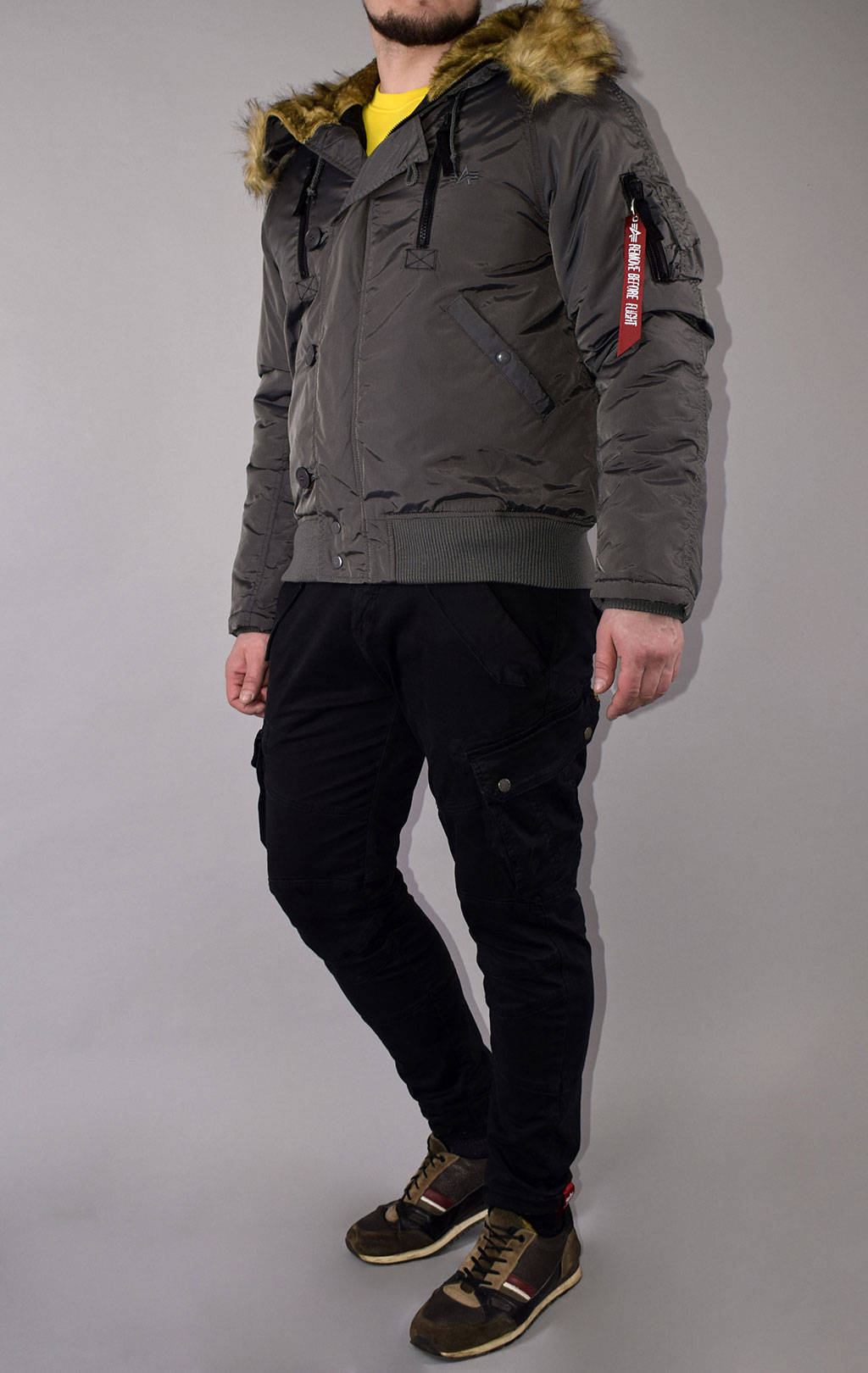Аляска короткая ALPHA INDUSTRIES N-2B PPS grey black 