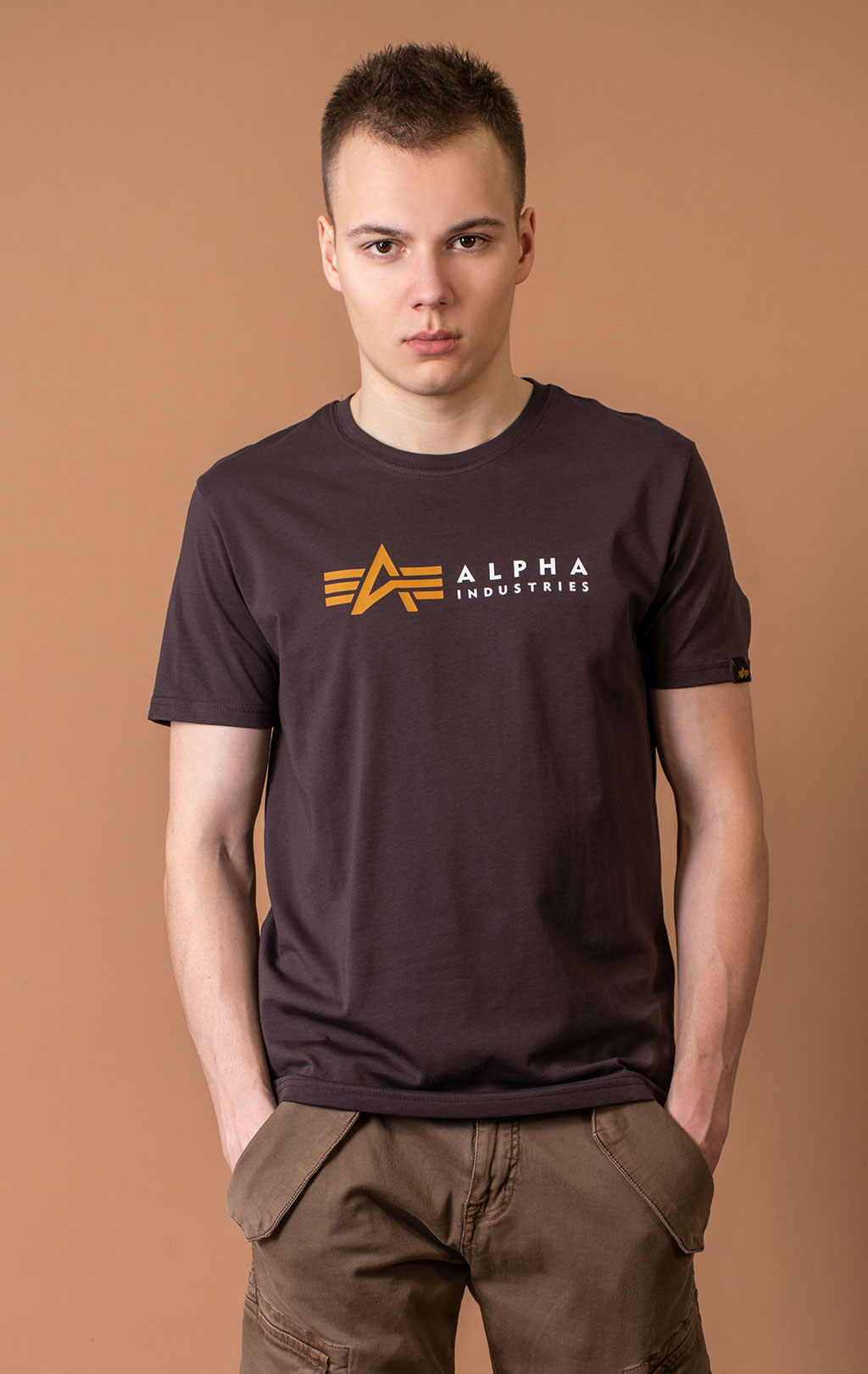 Футболка ALPHA INDUSTRIES ALPHA LABEL T hunter brown 