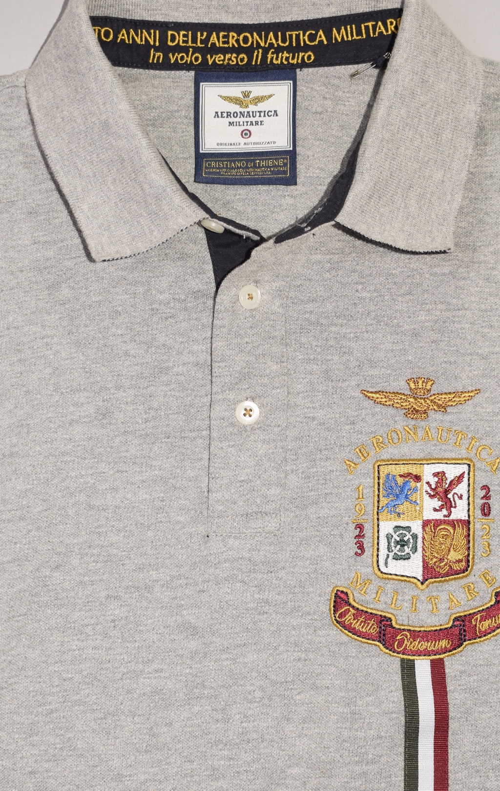 Футболка-поло AERONAUTICA MILITARE SS 23/BD grigio melange (PO 1691) 