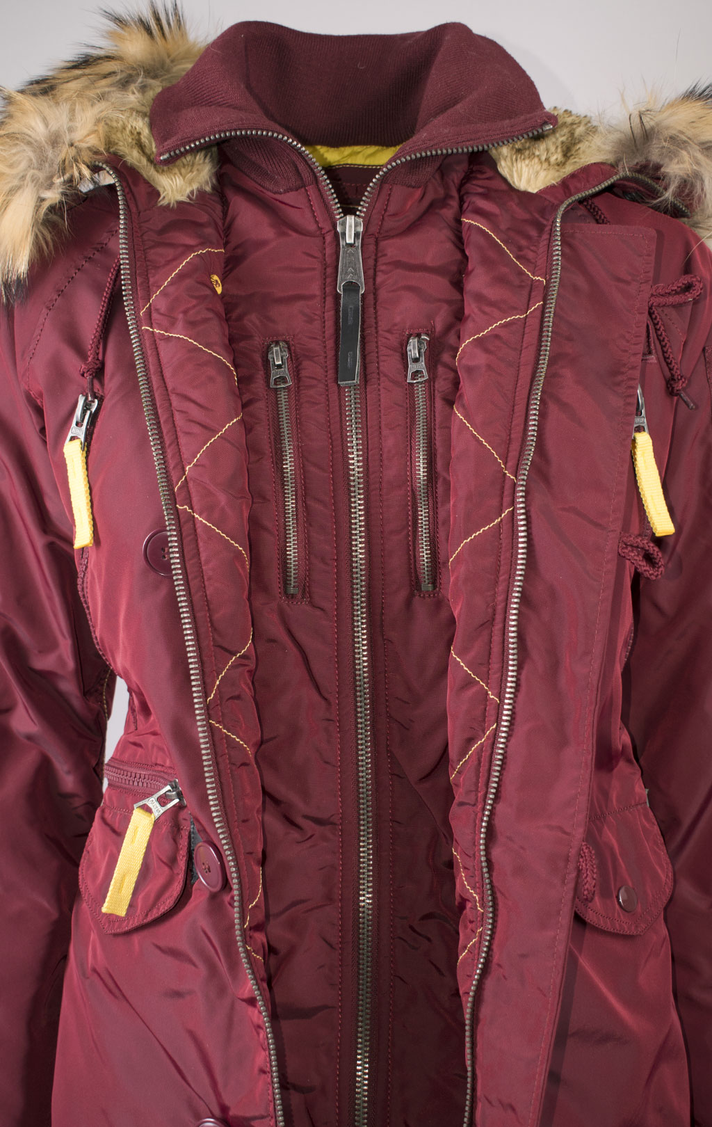 Женская аляска ALPHA INDUSTRIES N-3B PPS натур. мех burgundy 