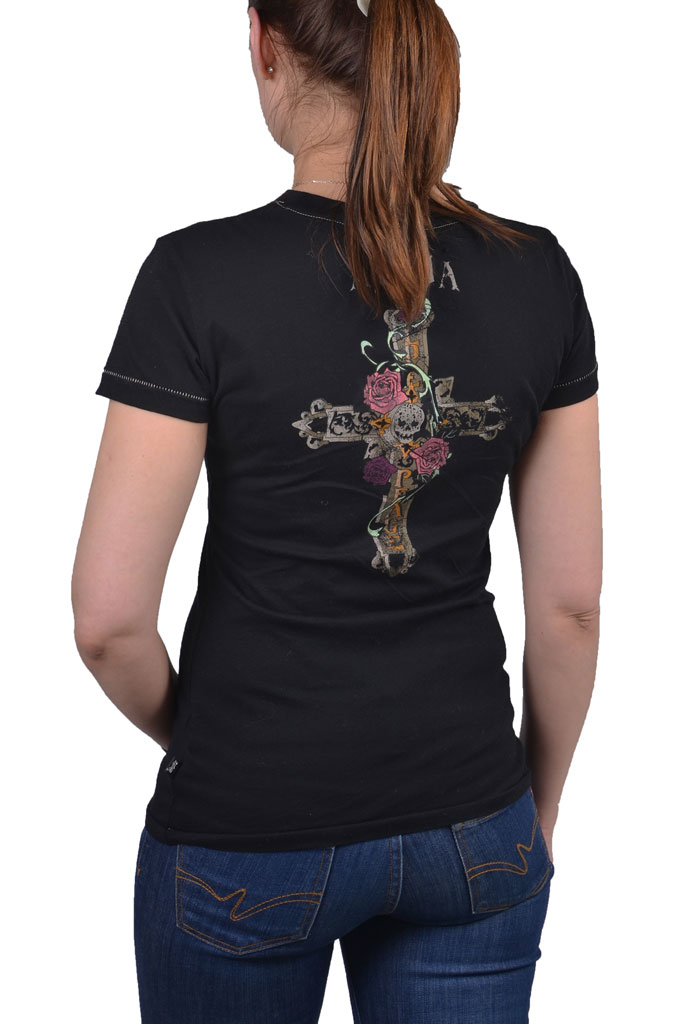 Женская футболка ALPHA INDUSTRIES Cross Skull T black 