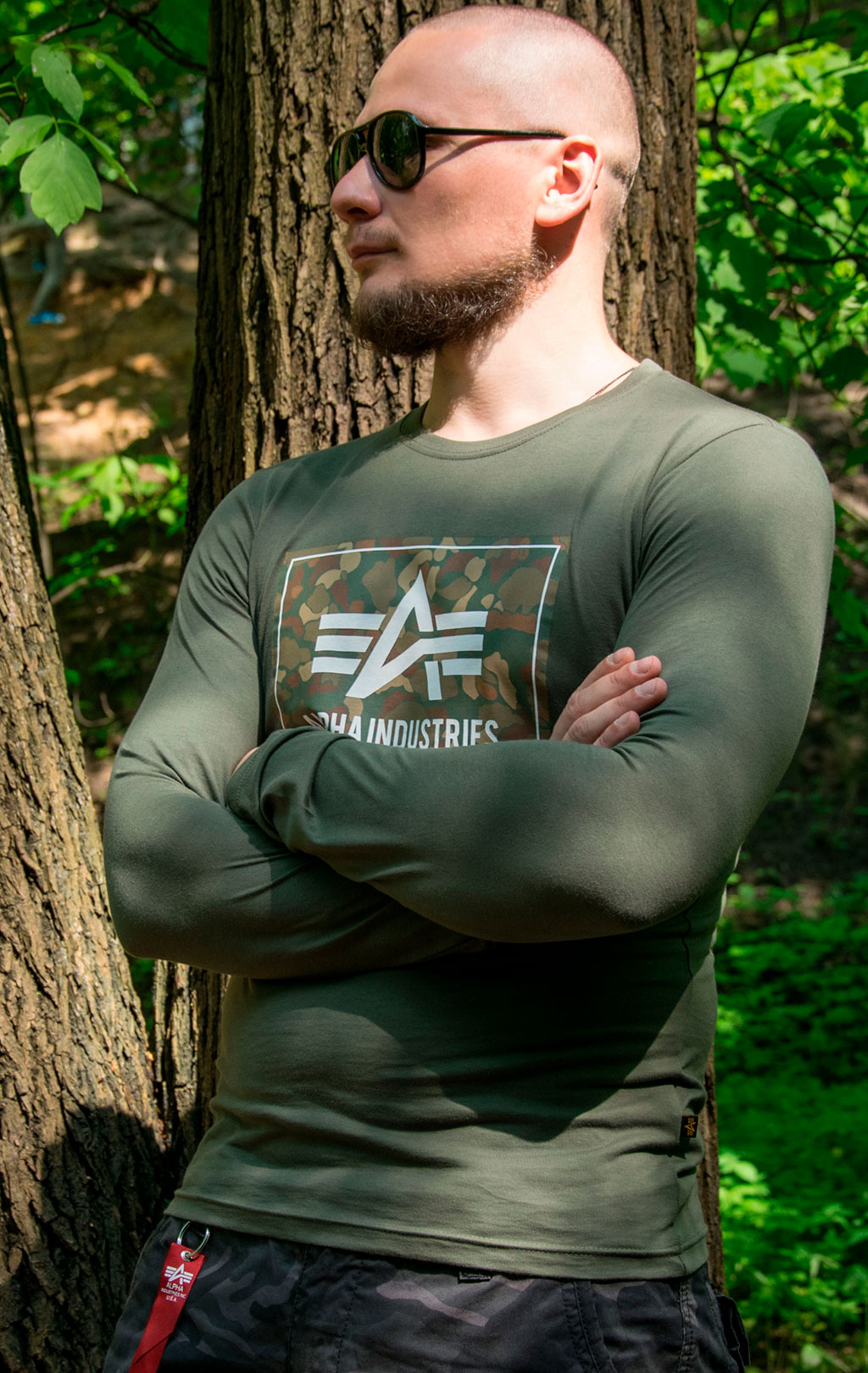 Лонгслив ALPHA INDUSTRIES CAMO BLOCK LS dark olive 